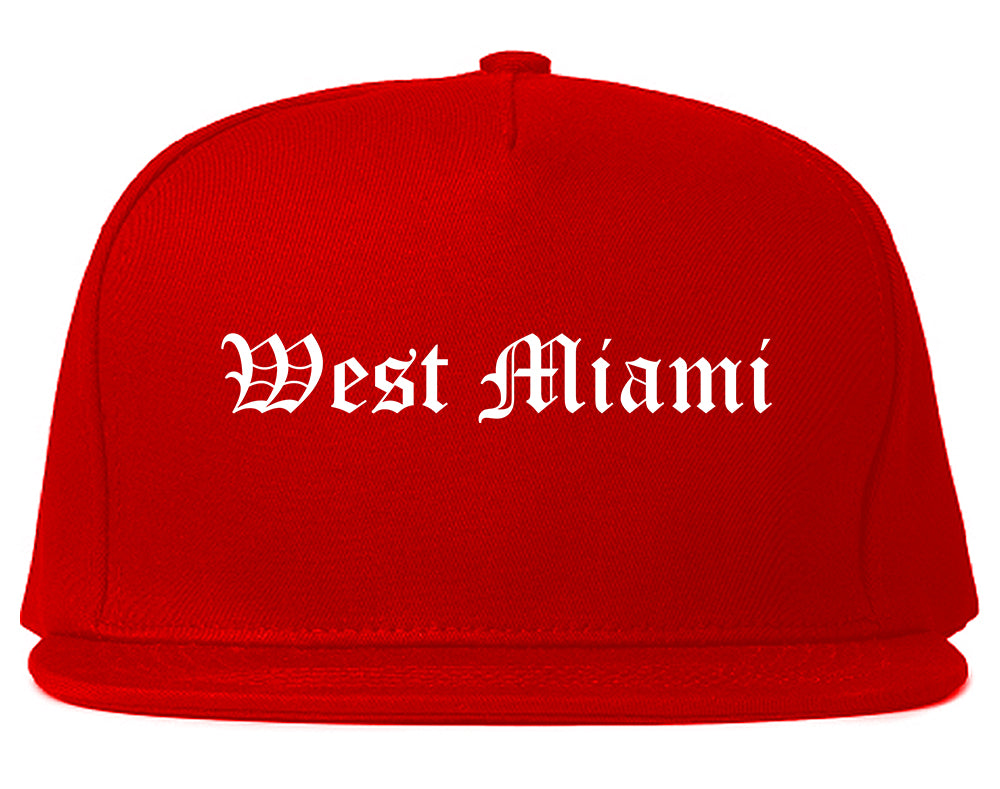 West Miami Florida FL Old English Mens Snapback Hat Red