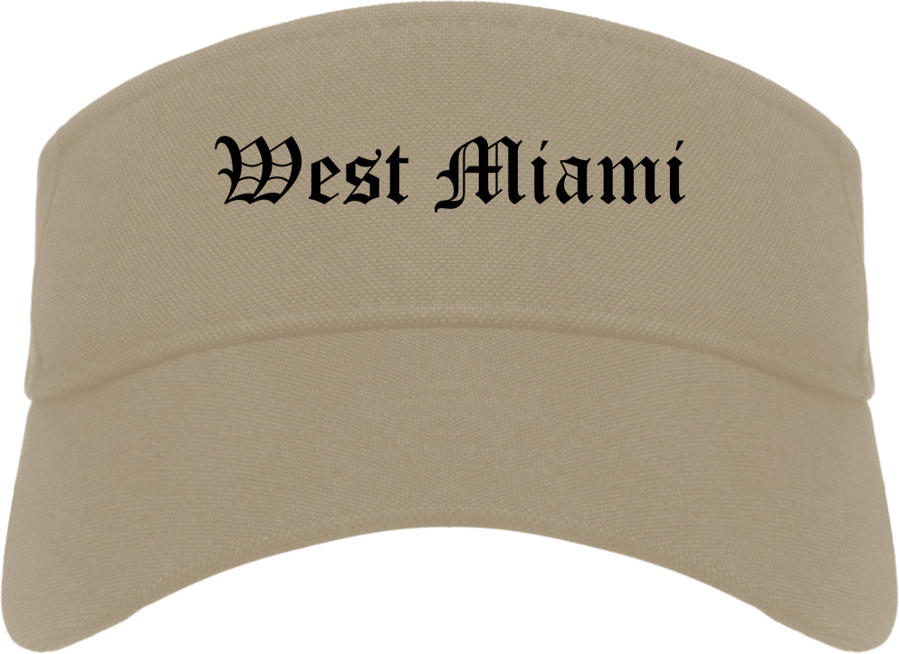 West Miami Florida FL Old English Mens Visor Cap Hat Khaki