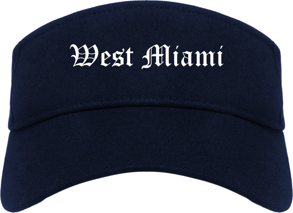 West Miami Florida FL Old English Mens Visor Cap Hat Navy Blue