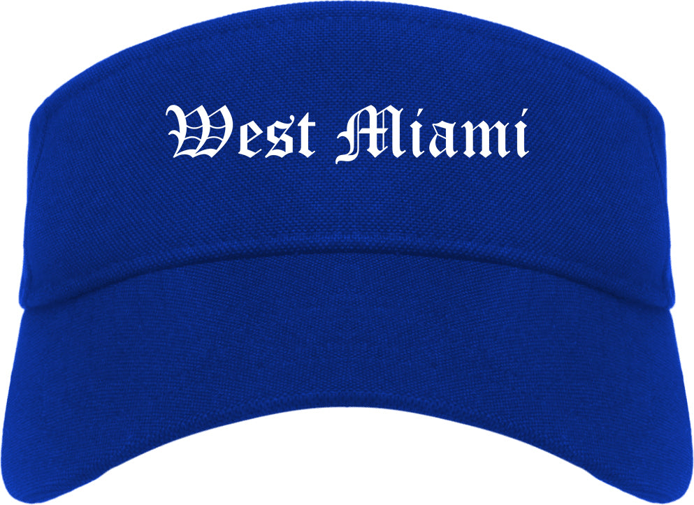 West Miami Florida FL Old English Mens Visor Cap Hat Royal Blue
