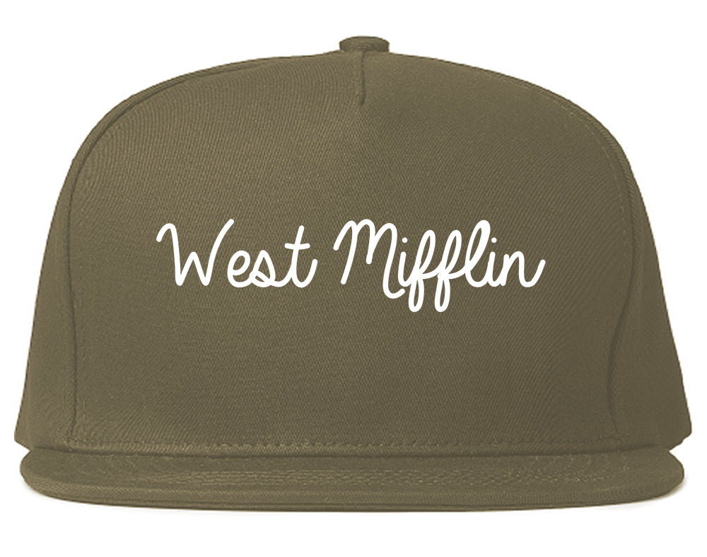 West Mifflin Pennsylvania PA Script Mens Snapback Hat Grey