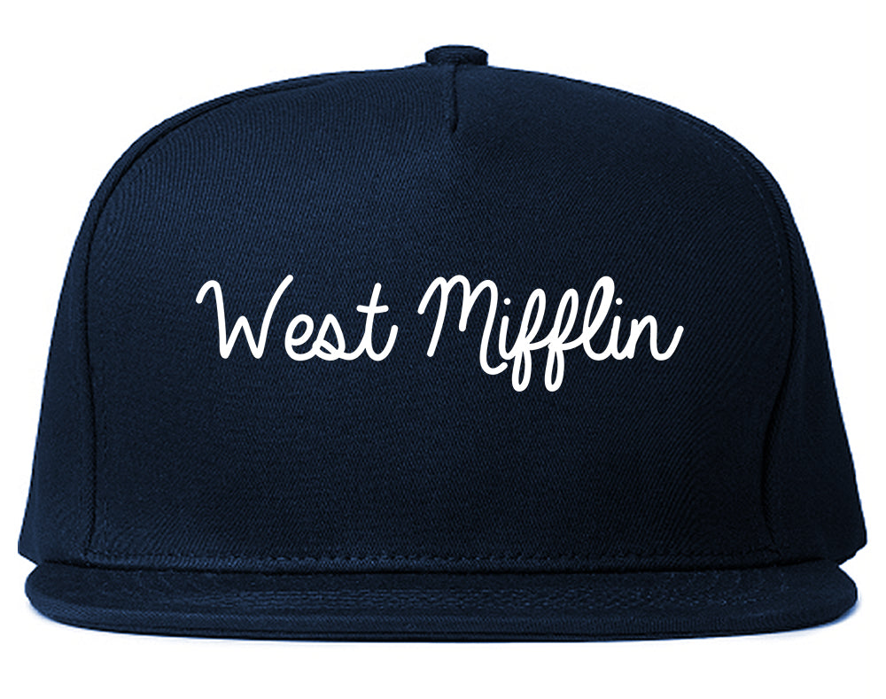 West Mifflin Pennsylvania PA Script Mens Snapback Hat Navy Blue