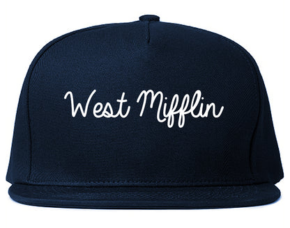 West Mifflin Pennsylvania PA Script Mens Snapback Hat Navy Blue