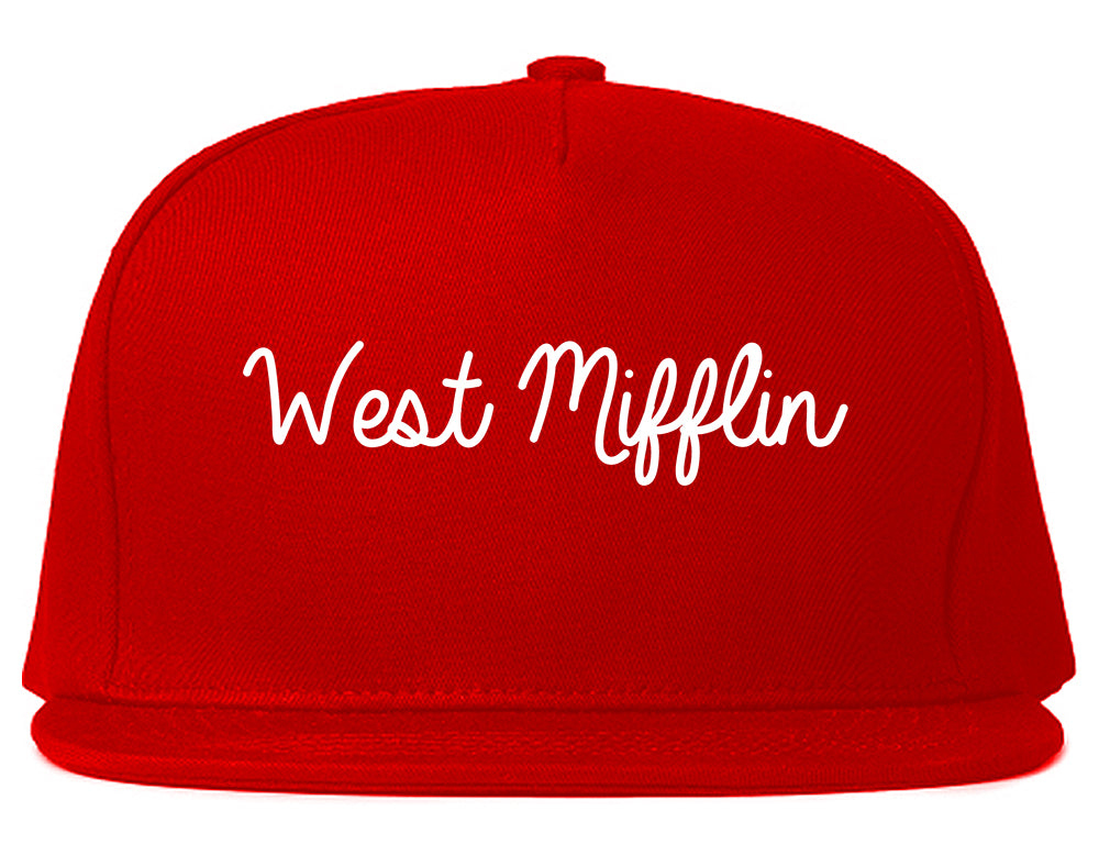 West Mifflin Pennsylvania PA Script Mens Snapback Hat Red