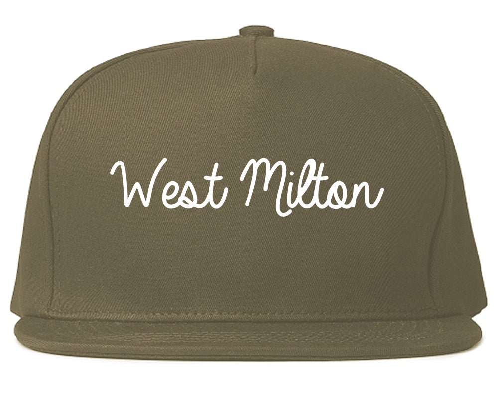 West Milton Ohio OH Script Mens Snapback Hat Grey