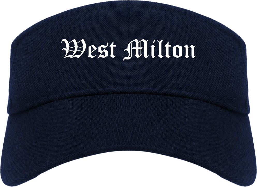 West Milton Ohio OH Old English Mens Visor Cap Hat Navy Blue