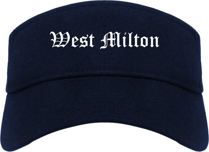West Milton Ohio OH Old English Mens Visor Cap Hat Navy Blue