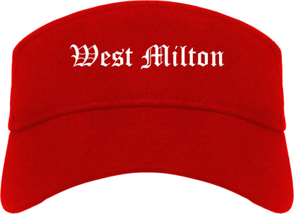 West Milton Ohio OH Old English Mens Visor Cap Hat Red