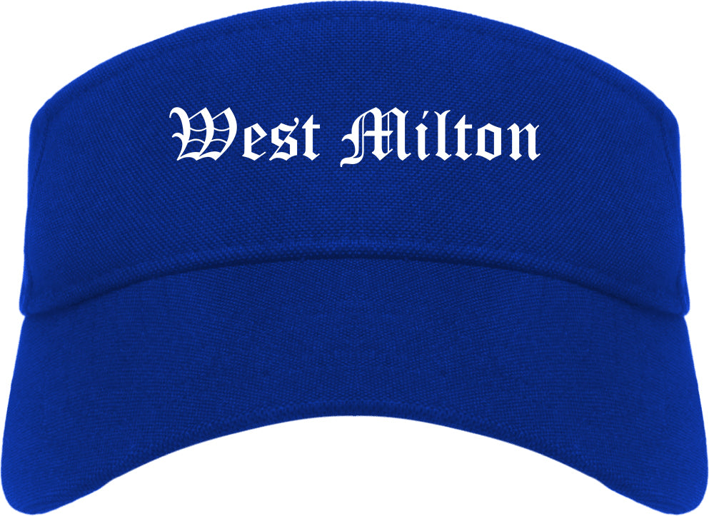 West Milton Ohio OH Old English Mens Visor Cap Hat Royal Blue
