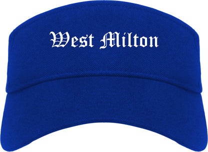 West Milton Ohio OH Old English Mens Visor Cap Hat Royal Blue