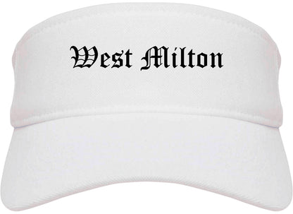 West Milton Ohio OH Old English Mens Visor Cap Hat White