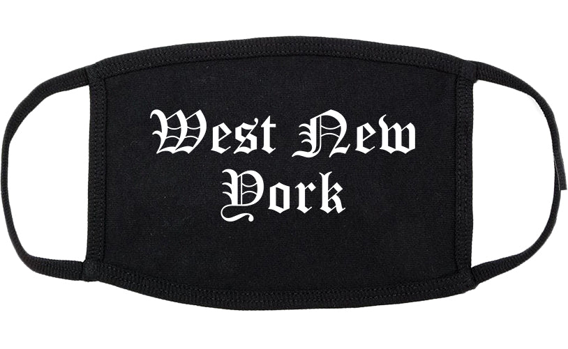 West New York New Jersey NJ Old English Cotton Face Mask Black