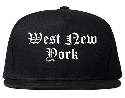 West New York New Jersey NJ Old English Mens Snapback Hat Black