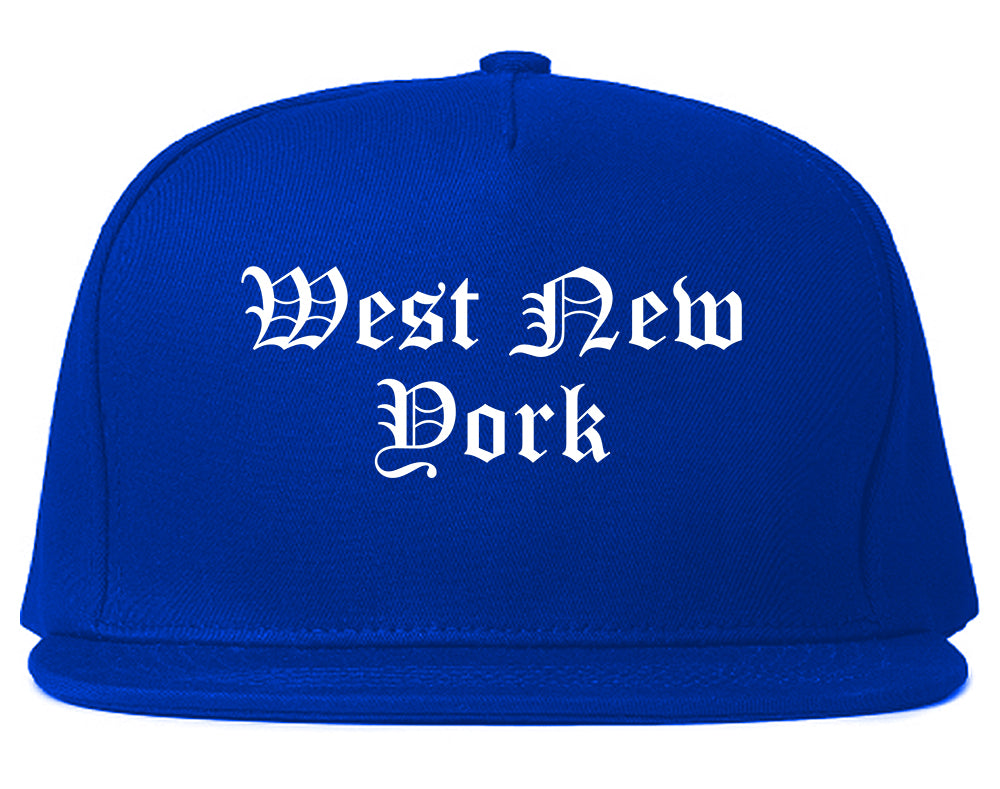 West New York New Jersey NJ Old English Mens Snapback Hat Royal Blue