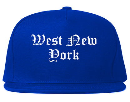 West New York New Jersey NJ Old English Mens Snapback Hat Royal Blue