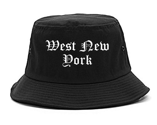 West New York New Jersey NJ Old English Mens Bucket Hat Black