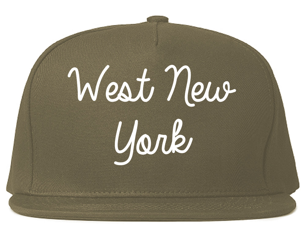 West New York New Jersey NJ Script Mens Snapback Hat Grey