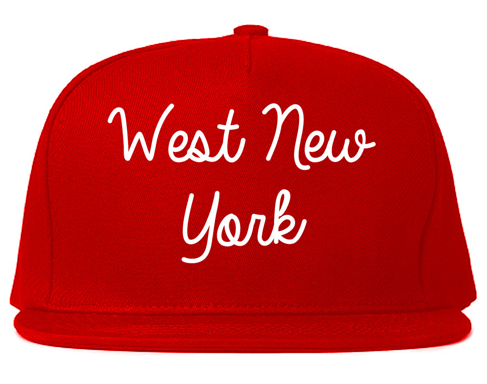 West New York New Jersey NJ Script Mens Snapback Hat Red