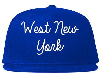 West New York New Jersey NJ Script Mens Snapback Hat Royal Blue