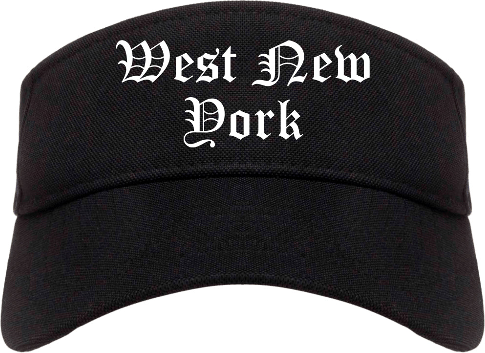 West New York New Jersey NJ Old English Mens Visor Cap Hat Black