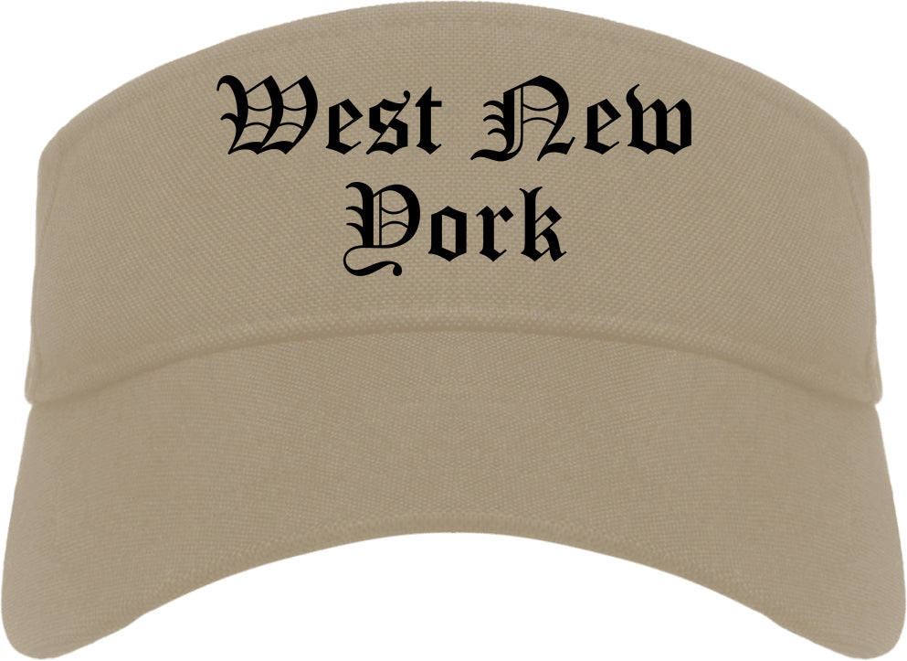 West New York New Jersey NJ Old English Mens Visor Cap Hat Khaki