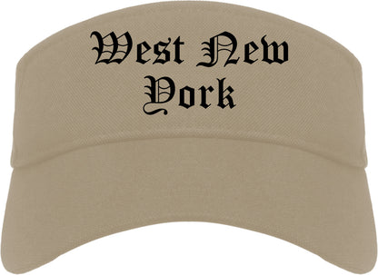 West New York New Jersey NJ Old English Mens Visor Cap Hat Khaki