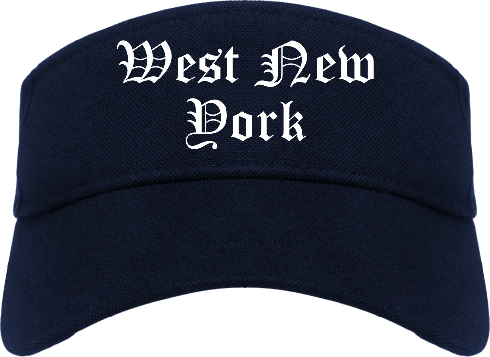 West New York New Jersey NJ Old English Mens Visor Cap Hat Navy Blue