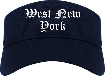 West New York New Jersey NJ Old English Mens Visor Cap Hat Navy Blue