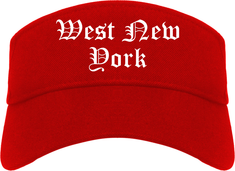 West New York New Jersey NJ Old English Mens Visor Cap Hat Red