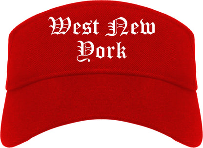 West New York New Jersey NJ Old English Mens Visor Cap Hat Red