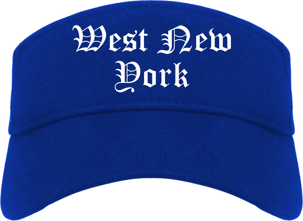 West New York New Jersey NJ Old English Mens Visor Cap Hat Royal Blue