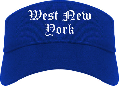 West New York New Jersey NJ Old English Mens Visor Cap Hat Royal Blue
