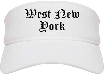 West New York New Jersey NJ Old English Mens Visor Cap Hat White