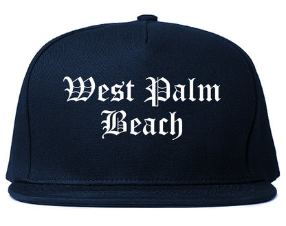 West Palm Beach Florida FL Old English Mens Snapback Hat Navy Blue