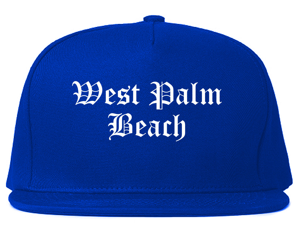 West Palm Beach Florida FL Old English Mens Snapback Hat Royal Blue