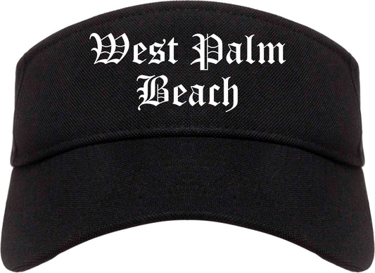 West Palm Beach Florida FL Old English Mens Visor Cap Hat Black