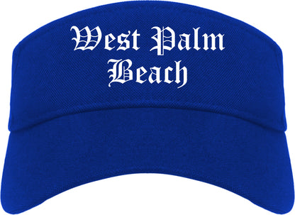 West Palm Beach Florida FL Old English Mens Visor Cap Hat Royal Blue