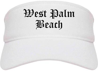 West Palm Beach Florida FL Old English Mens Visor Cap Hat White