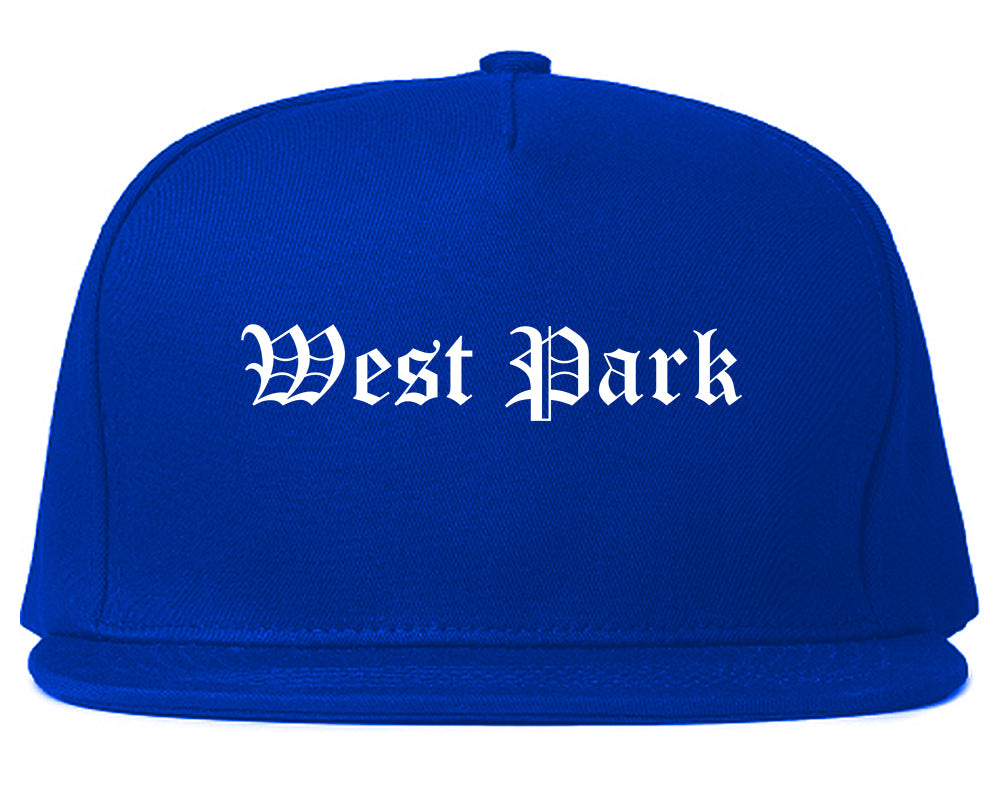 West Park Florida FL Old English Mens Snapback Hat Royal Blue