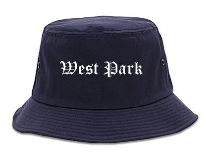 West Park Florida FL Old English Mens Bucket Hat Navy Blue