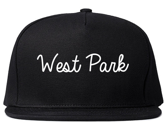West Park Florida FL Script Mens Snapback Hat Black