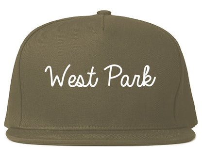 West Park Florida FL Script Mens Snapback Hat Grey