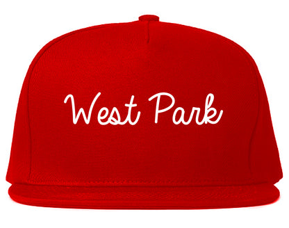 West Park Florida FL Script Mens Snapback Hat Red