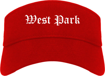 West Park Florida FL Old English Mens Visor Cap Hat Red