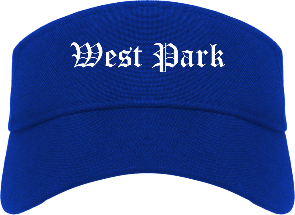 West Park Florida FL Old English Mens Visor Cap Hat Royal Blue