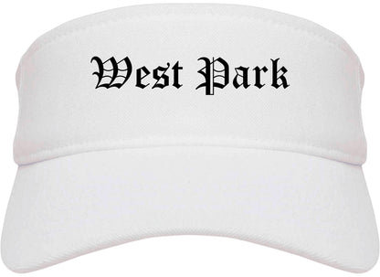 West Park Florida FL Old English Mens Visor Cap Hat White