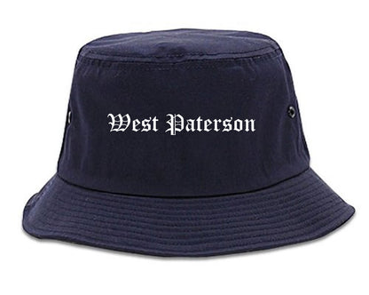 West Paterson New Jersey NJ Old English Mens Bucket Hat Navy Blue