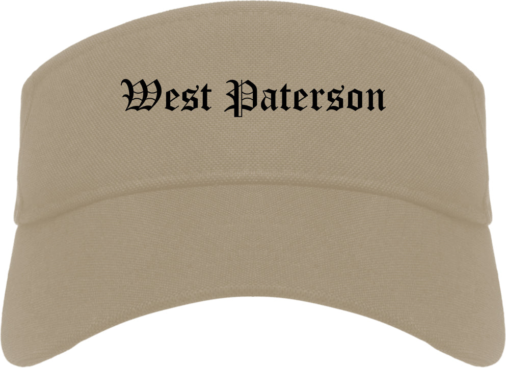 West Paterson New Jersey NJ Old English Mens Visor Cap Hat Khaki