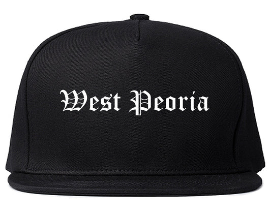West Peoria Illinois IL Old English Mens Snapback Hat Black