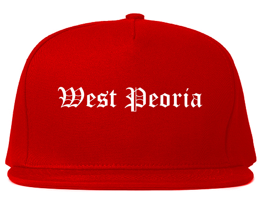 West Peoria Illinois IL Old English Mens Snapback Hat Red